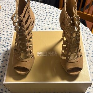 Michael Kors Camel Caged Heels